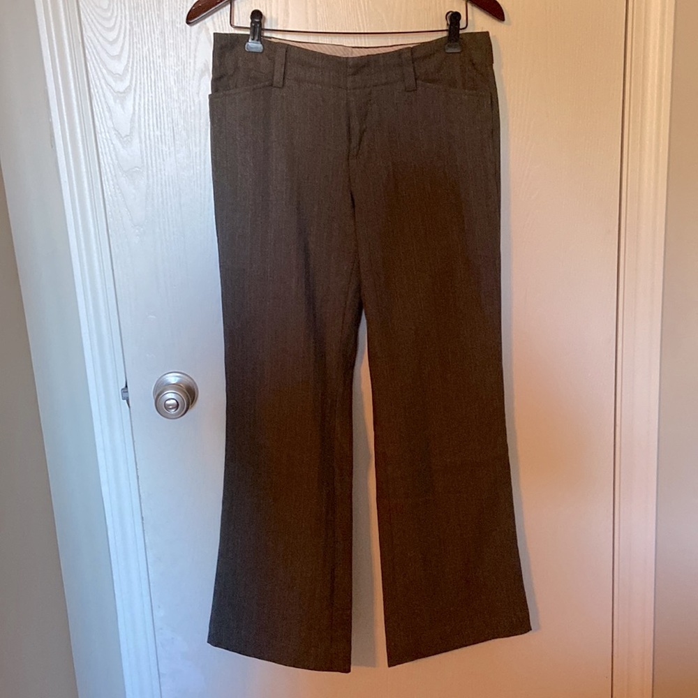 Gap Brown Faintly Pinstriped Curvy Fit Stretch Dress Pants